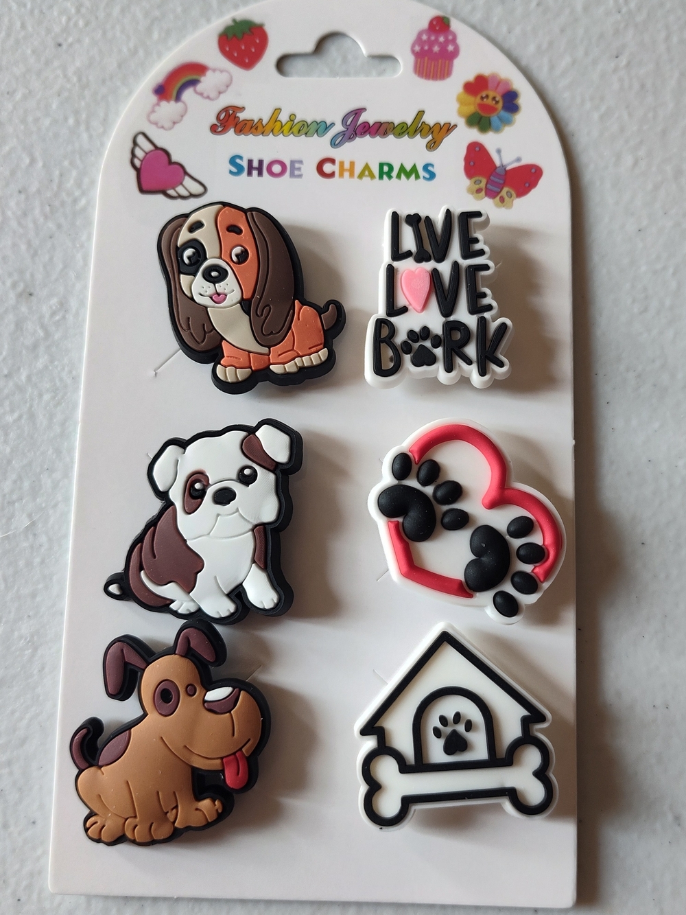 Fashion Jewelry Dog Shoe Charms in Brown, White, Pink & Black